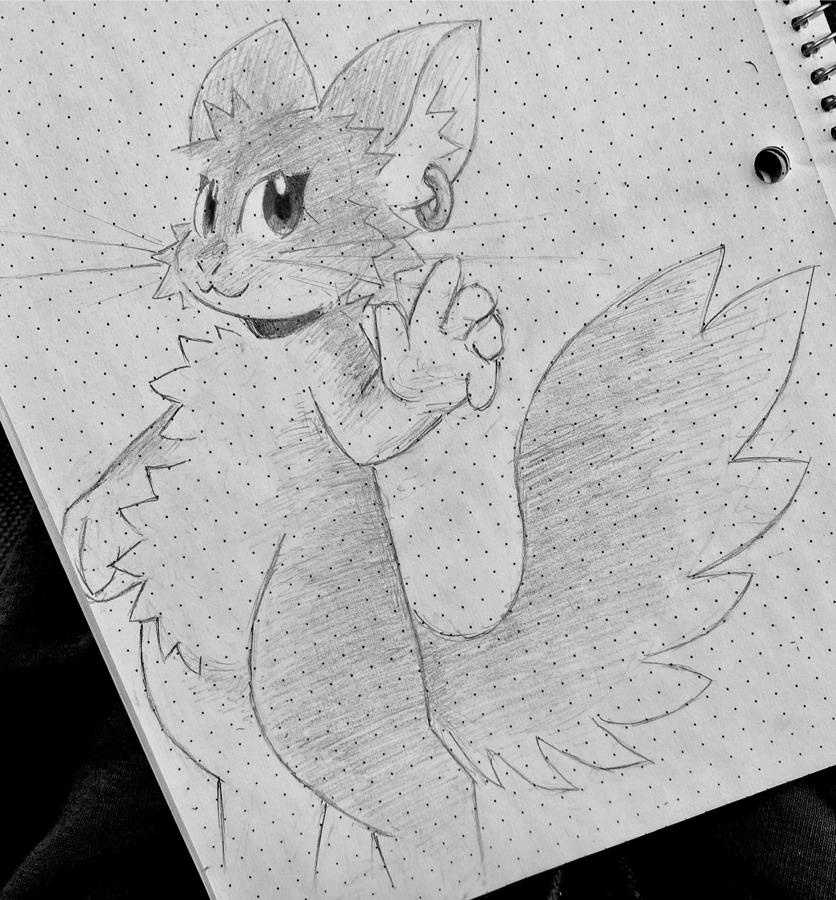 Smiling, anthro chinchilla waves to the viewer.