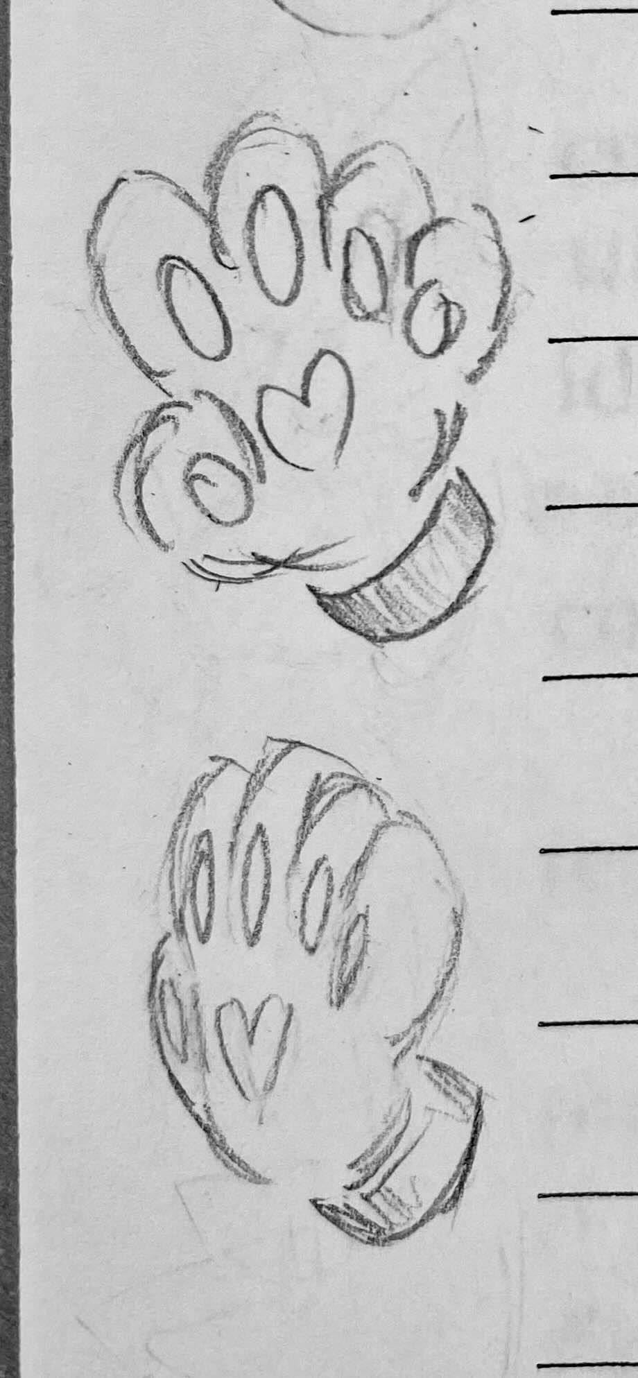 Two chubby, cartoon paws with heart-shaped paw pads.